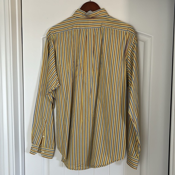 Ralph Lauren Yellow Blue Red Striped Long Sleeve Button Polo Shirt Men’s Size XL - Picture 11 of 11